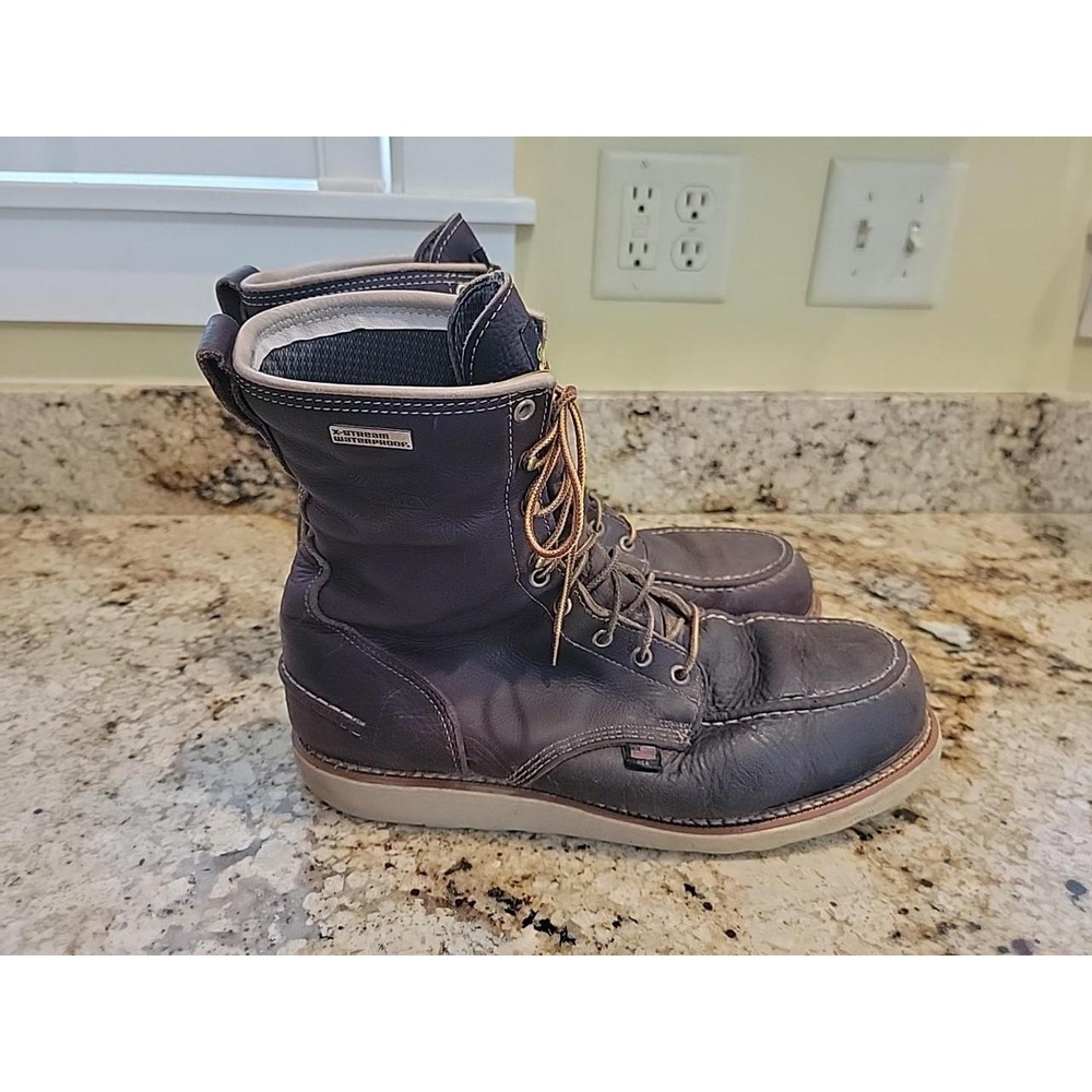 Thorogood Work Boots Brown Men Size 12D Max Wear Wedge Safety Steel Toe - Picture 5 of 8